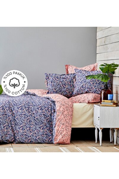 Karaca Home Sault İndigo Yavru Ağzı %100 Pamuk Çift Kişilik Nevresim Takımı