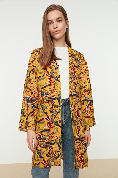 Trendyol Modest Kimono & Kaftan - Gelb - Regular Fit