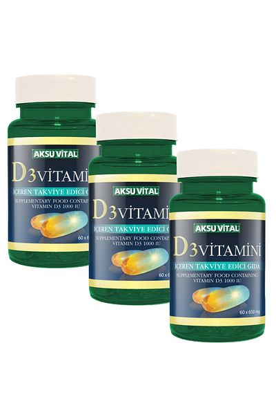 Aksu Vital Vitamin D3 60 Softgel 650mg x 3 Pieces