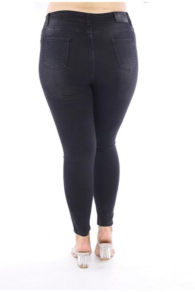 BELLİSİMO Large Size High Waist Narrow Leg Smoked Trousers