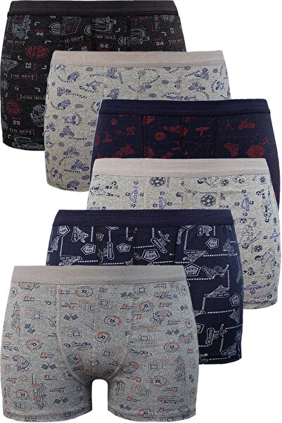 MENBOX 6 Pieces Patterned Lycra Boys' Boxers