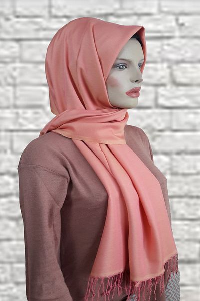 şehri şal Soft Textured Shawl with Puppy Mouth Pink Tassels