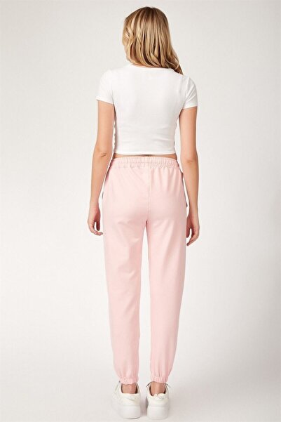 AQE FASHION Γυναικεία Slim Fit Elastic Sweatpants Powder