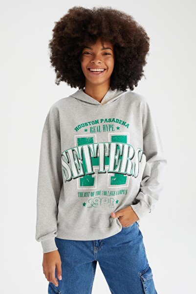 DeFacto Loose Fit Hooded Sweatshirt