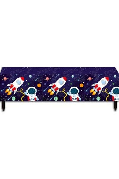 BalonEvi 120x180 cm Cosmic Astronaut Space Galaxy Themed Luxury Birthday Tablecloth
