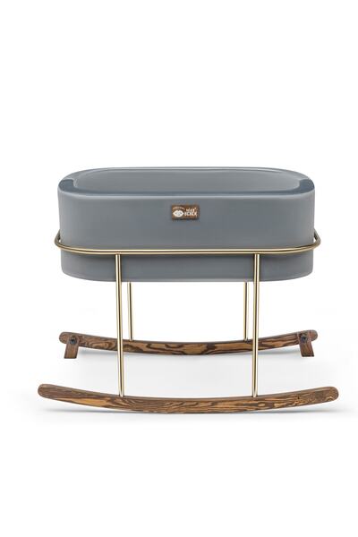 Hier Anne Yanı Beşik Bebek Gold Stand Gri Sepet
