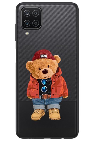 WANNA PROTECT Samsung A12 Teddy Bear Patterned Transparent Silicone Phone Case