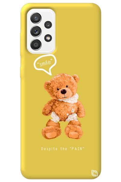 WANNA PROTECT Samsung Galaxy A52 Yellow Color Premium Velvet Inside Teddy Bea...