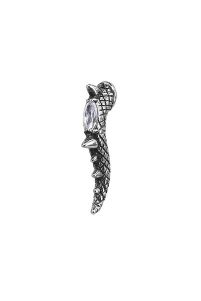 northstarshop Single Dragon Tail S+ Quality Gothic White Zircon Stone Nail 316l Biker Men's Steel Earrings (single)