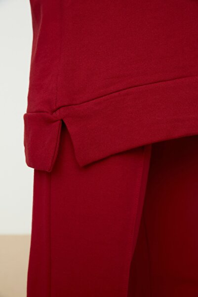 Trendyol Modest Oversize Σετ αθλητικών πλεκτών μπορντό - με κουκούλα, TCTAW22EN0005