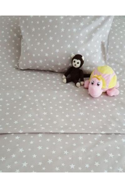 mer-tim ezberbozan ev tekstili 80x130 Elastic Ranforce Baby Sheet Set-grey Starry