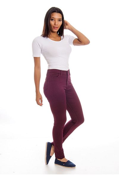 modayız Claret Red Narrow Leg High Waist Women's Trousers 4a-126102