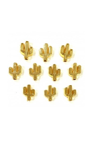 Lade Tarnish Resistant Gold Plated 8x10mm Cactus Spacer 5 Pieces