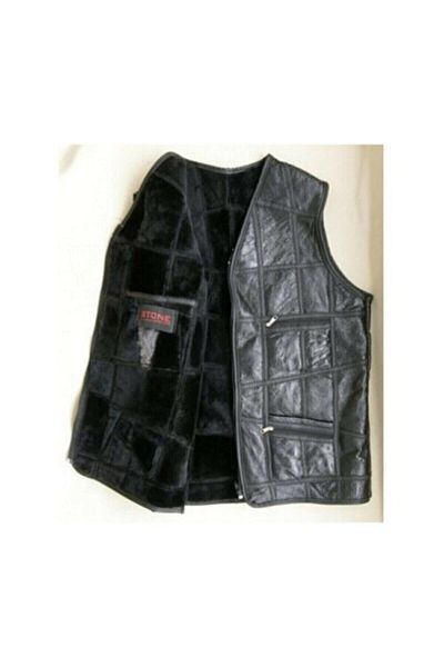 DERİDEPO Leather Fur Vest 5xl