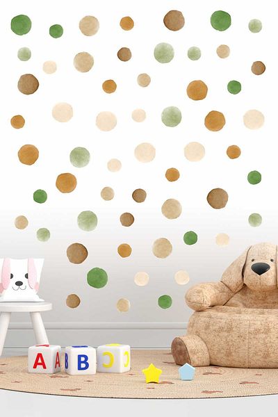 ENGINPRINT 180 Pieces Nature Watercolor Polka Dot Kids Room Wall Sticker Set