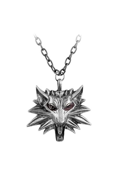 Aksh Witcher Metal Alaşım Kırmızı Gözlü Kurt Kafası Kolye Unisex