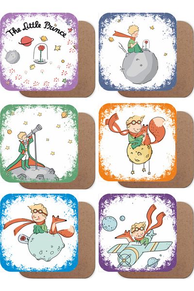 Hayat Poster Little Prince Themed Set of 6 Retro Wooden Coasters-1