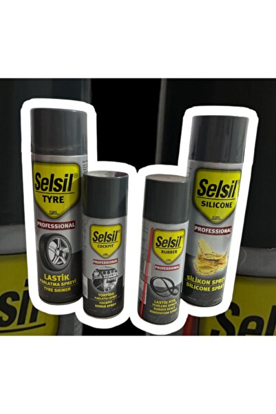 Selsil Otomobil Lastik Parlatma+torpito Temizleme+fitil Yenileme+silikon Sprey Plastik Parçaları Korur