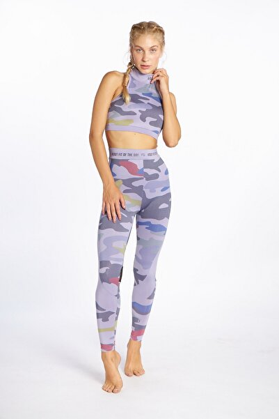 No Gossip Lucca Bloklu Tayt Lila Kamuflaj Ngawl21010