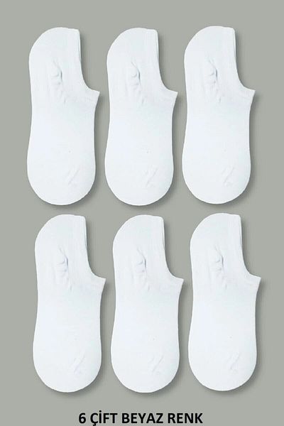 Meguca Socks Unisex Bamboo Invisible Sneakers Socks White 6 Pack