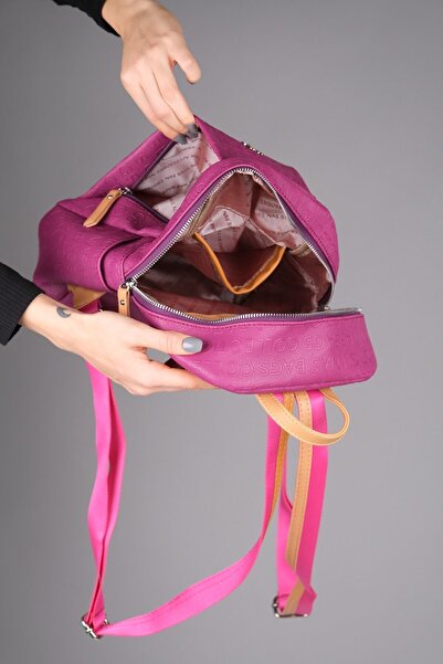 Luvi 1201 Vişne Camel Gofraj Kadın Gunluk Canta