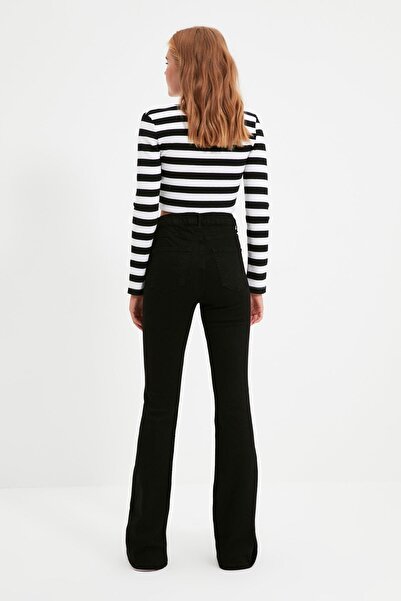 Ramrod Γυναικείο μαύρο ψηλόμεσο τζιν παντελόνι τζιν χωρίς ξεθώριασμα.