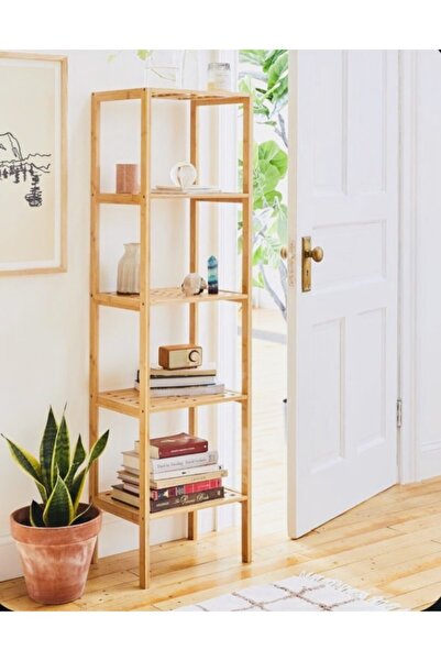 DEMBEY AHŞAP ATÖLYE Ahşap Izgaralı Banyo Rafı 5 Katlı Izgaralı Masif Ahşap Banyo Dolabı