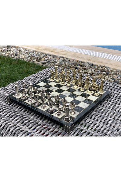 POLO BLUE Antique Roman Chess Set with Angel Figures