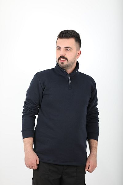 MUALTA Hanorac cu mânecă lungă, cu guler roscat, albastru bleumarin, de culoare normală
