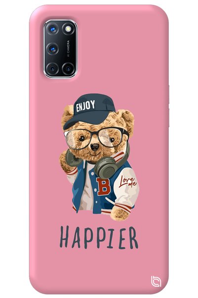 WANNA PROTECT Oppo A72 Pink Color Premium Velvet Teddy Bear Patterned Silicon...