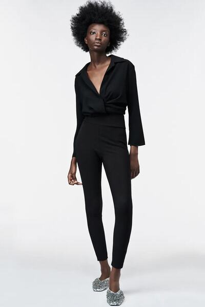 SPİYOZ Siyah Çelik Örme Siyah Yüksek Bel Toparlayıcı Kalın Kemerli Tayt Shn008