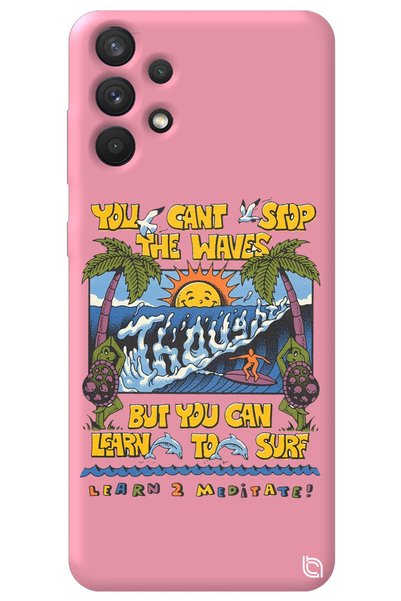 WANNA PROTECT Samsung A32 Pink Color Premium Velvet Inside Waves Patterned Si...