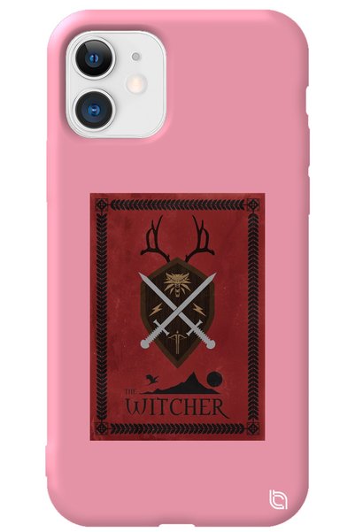 WANNA PROTECT iPhone 12 Pink Color Premium Velvet Inside the Witcher Patterne...