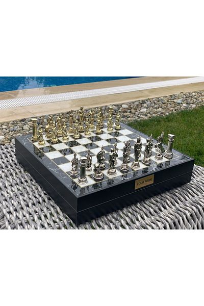 POLO BLUE Antique Roman Luxury Gladiator Chess Set