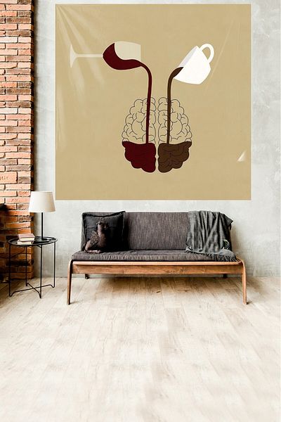 on the clouds Coffee Wine Brain Pattern Αδιάβροχο βελούδινο υφασμάτινου