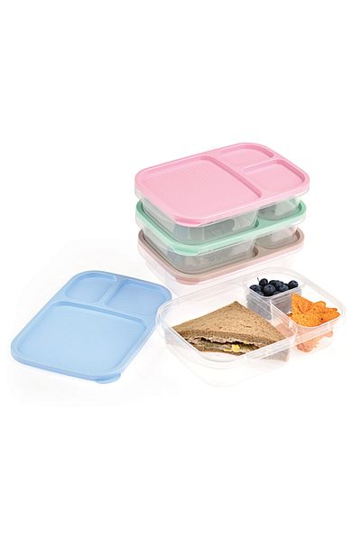 Melkan Home Children's Dinner Set Three Compartments Children's Storage Container 3 Compartments Children's Dinner Set Powder