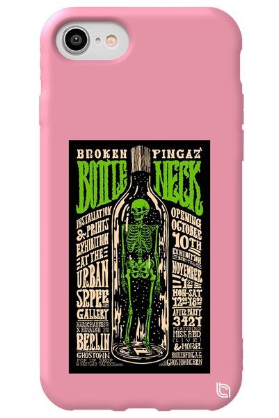 WANNA PROTECT iPhone 7 Pink Color Premium Velvet Inside Bottle Patterned Sili...