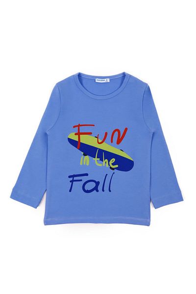 Mavipink Tricou pentru băieți din bumbac, cu imprimeu Fun In The Fall, albastru deschis