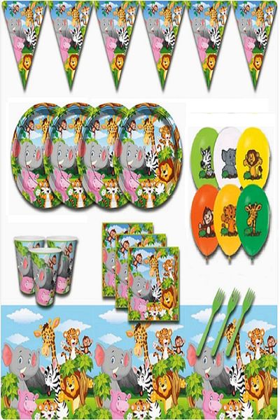 Safari Bsgx Zoo 24 People Birthday Party Supplies Set Organization 972844