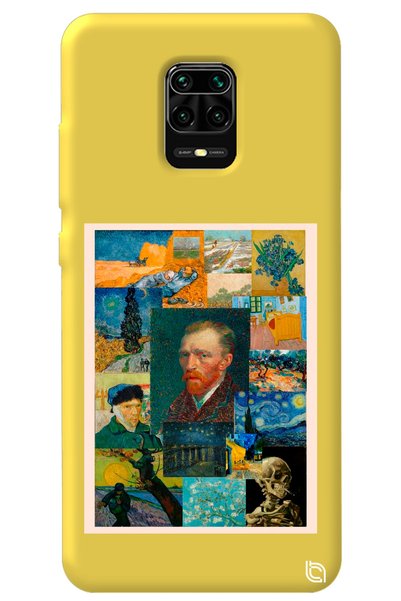 WANNA PROTECT Xiaomi Redmi Note 9S Yellow Color Premium Velvet Inside Van Gog...