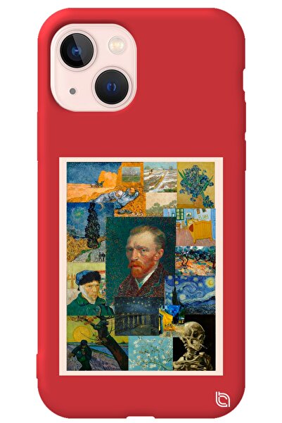 WANNA PROTECT Iphone 13 Kırmızı Renkli Premium Içi Kadifeli Van Gogh Desenli ...