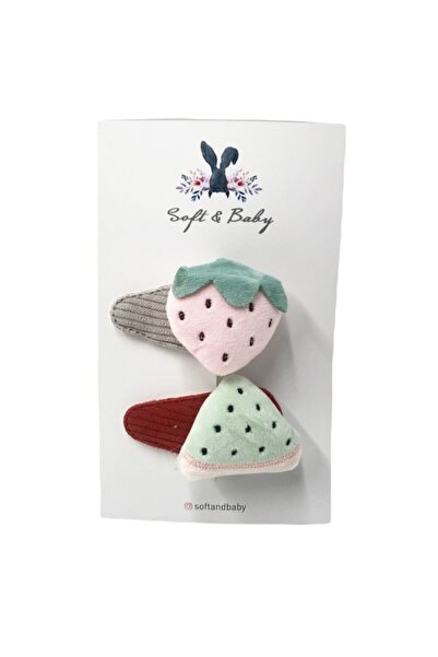 Soft and Baby Pliš Set od 2 komada kopči u obliku jagode i lubenice sa igračkama