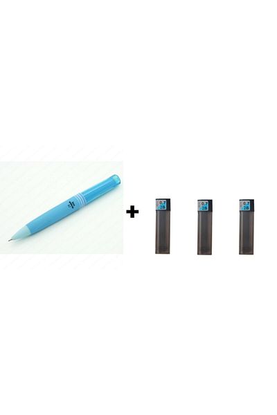 Serve Bold Mechanical Pencil 07mm Neon Blue + 3 Pieces Tombow 0.7 Nib