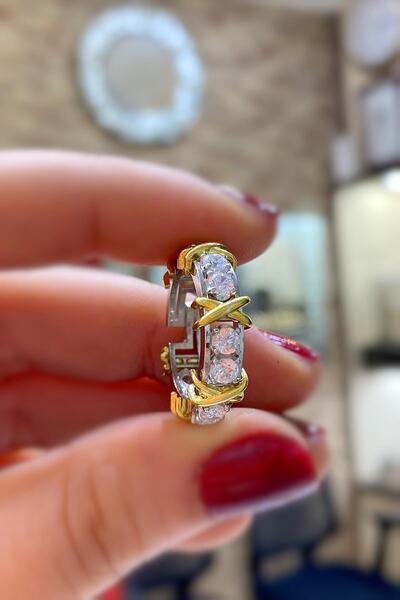 Erer Gümüş Gümüş çarpı model 2 renk yüzük dlp462e3