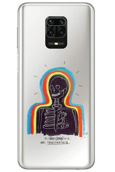 WANNA PROTECT جراب سيليكون شفاف لهاتف Xiaomi Redmi Note 9s بنمط هيكل عظمي