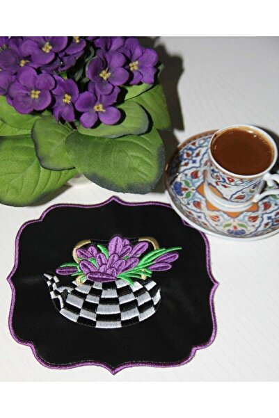 HİFA Embroidered Cocktail Napkin 2 pcs (black-lilac)
