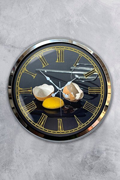 Kasva Concept ساعة حائط للمطبخ معدنية من الكروم مقاس 40 سم للديكور على شكل هدية