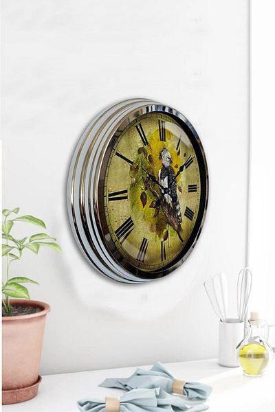 Kasva Concept Gift 40 cm Chrome Metal Amazon Wall Clock Gift