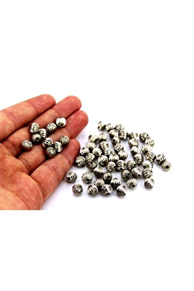 yfhobi 4 Adet - 8 Mm Çizgili Misket, Metal Boncuk, Nikel Kaplama