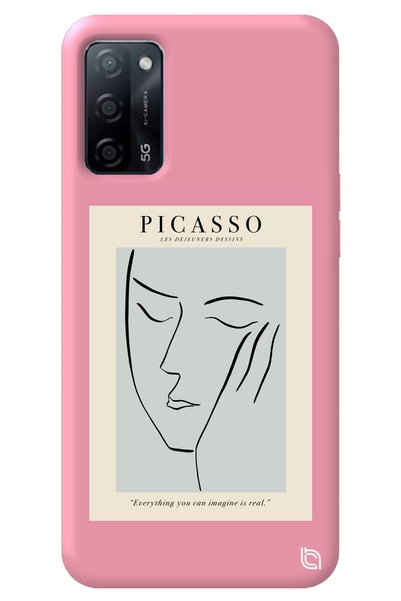 WANNA PROTECT Oppo A52 Pink Color Premium Velvet Inside Picasso Patterned Sil...